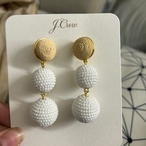 J. Crew Gold and White Textured Earrings